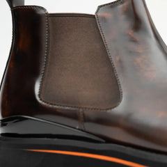 Foil leather Thick-Soled Chelsea Boot 2898KD Brown