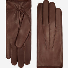 Francesca (brown) - Italian lambskin leather gloves with brown rabbit fur lining