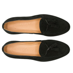 16-583-BLK FRANCO Suede Calfskin Tassel Loafer, Black