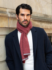 Riccardo (red & grey) - Italian 100% cashmere scarf with pattern