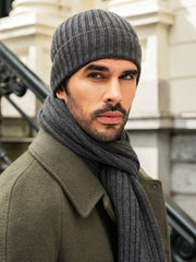 Napoli (dark grey) - Italian 100% cashmere ribbed scarf (unisex)