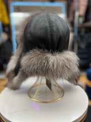 Genuine Silver Fox Fur Genuine Leather Hat