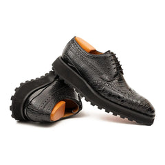 Genuine Crocodile Leather Handmade Black Brogue Shoes