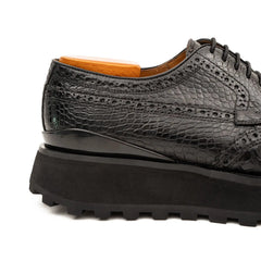 Genuine Crocodile Leather Handmade Black Brogue Shoes