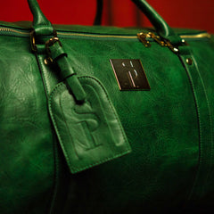 Emerald Green Leather Weekender Duffle Bag Sole Premise