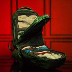 Emerald Green Leather Carry-On Patented Backpack Sole Premise