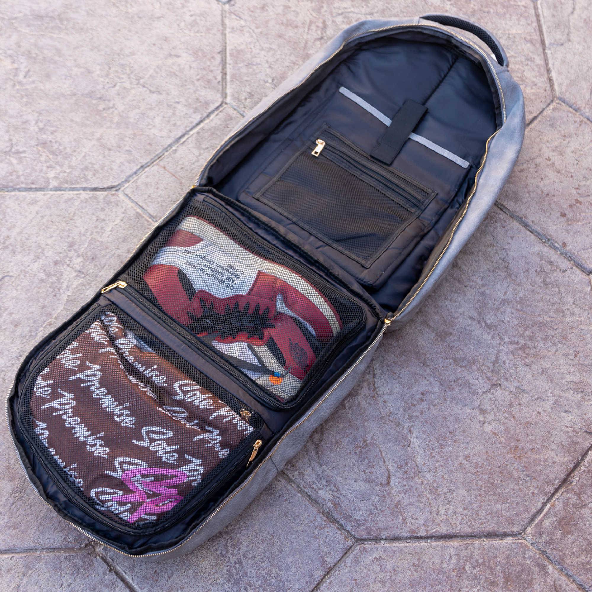 Grey Leather Commuter Bag Sole Premise