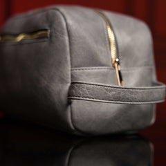 Grey Leather Toiletry Bag Sole Premise