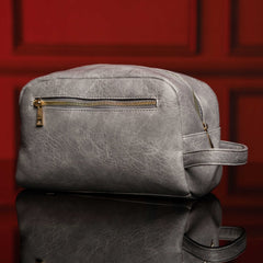Grey Leather Toiletry Bag Sole Premise