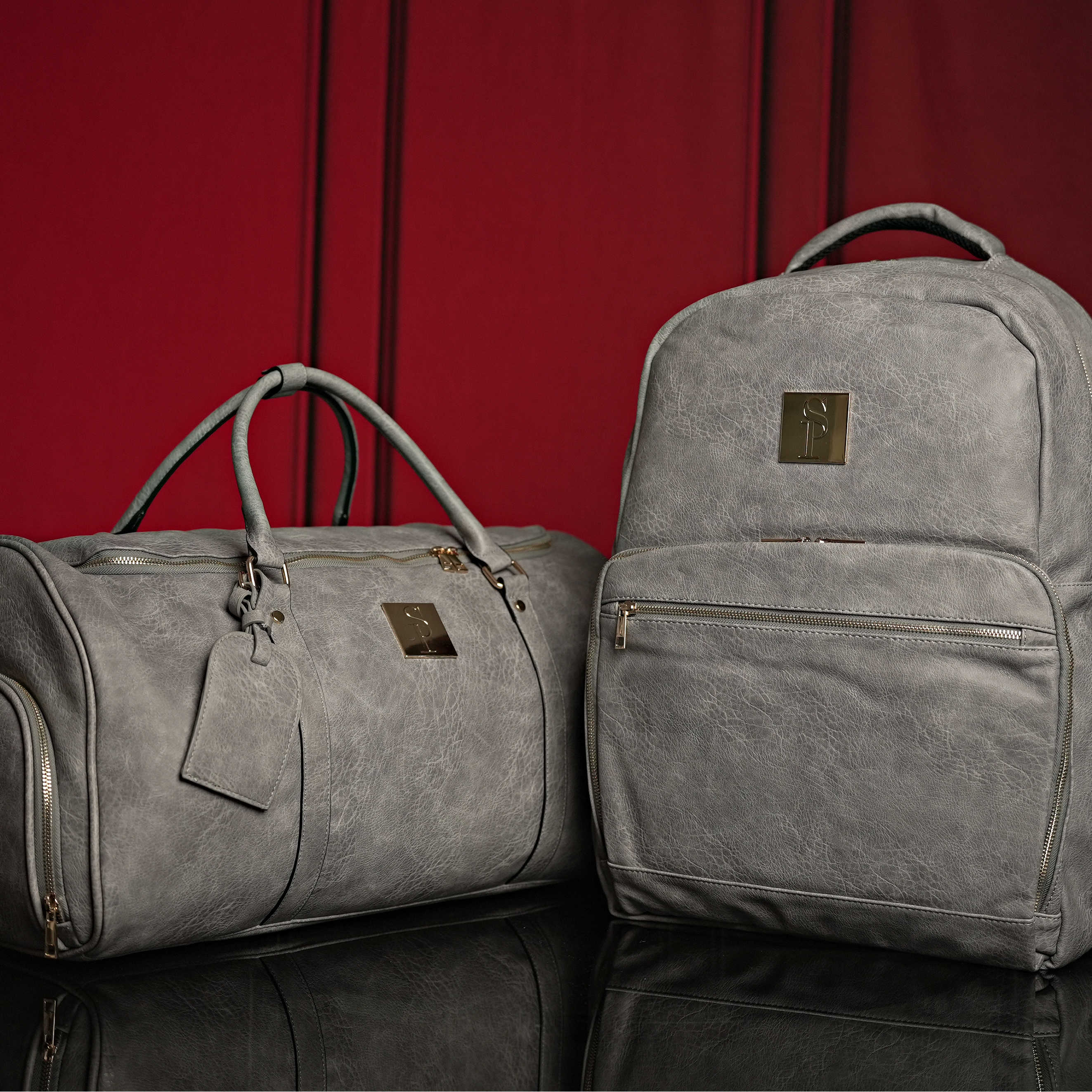 Grey Tumbled Luciano Leather 3 Bag Set Sole Premise