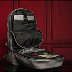 Grey Leather Carry-On Patented Backpack Sole Premise