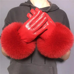 Gloves Made Of Genuine Leather And Fox Fur Family Shopolf
