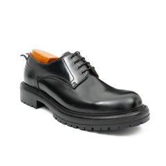 Handcrafted Big Toe Derby Shoes with Thick Sole Black