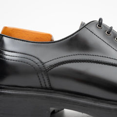 Handcrafted Big Toe Derby Shoes with Thick Sole Black