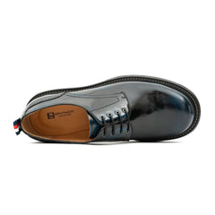 Handcrafted Big Toe Derby Shoes with Thick Sole Blue