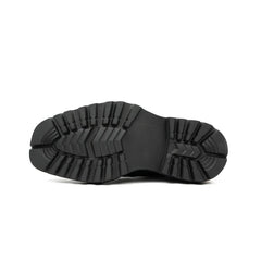 Handcrafted Square Toe Brogue Shoes with Thick Sole Black