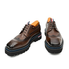 Handcrafted Square Toe Brogue Shoes with Thick Sole Coffee