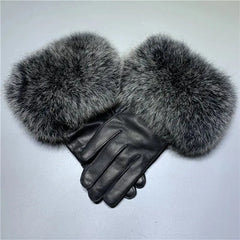 Gloves made of natural sheepskin with natural fur on a warm fluffy lining Family Shopolf