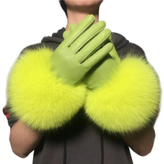 Gloves Made Of Genuine Leather And Fox Fur Family Shopolf
