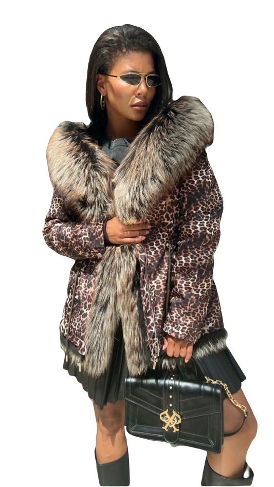 Leopard Genuine Silver Fox Fur Parka with Rabbit Fur Insulation Alaska® Outerwear Company