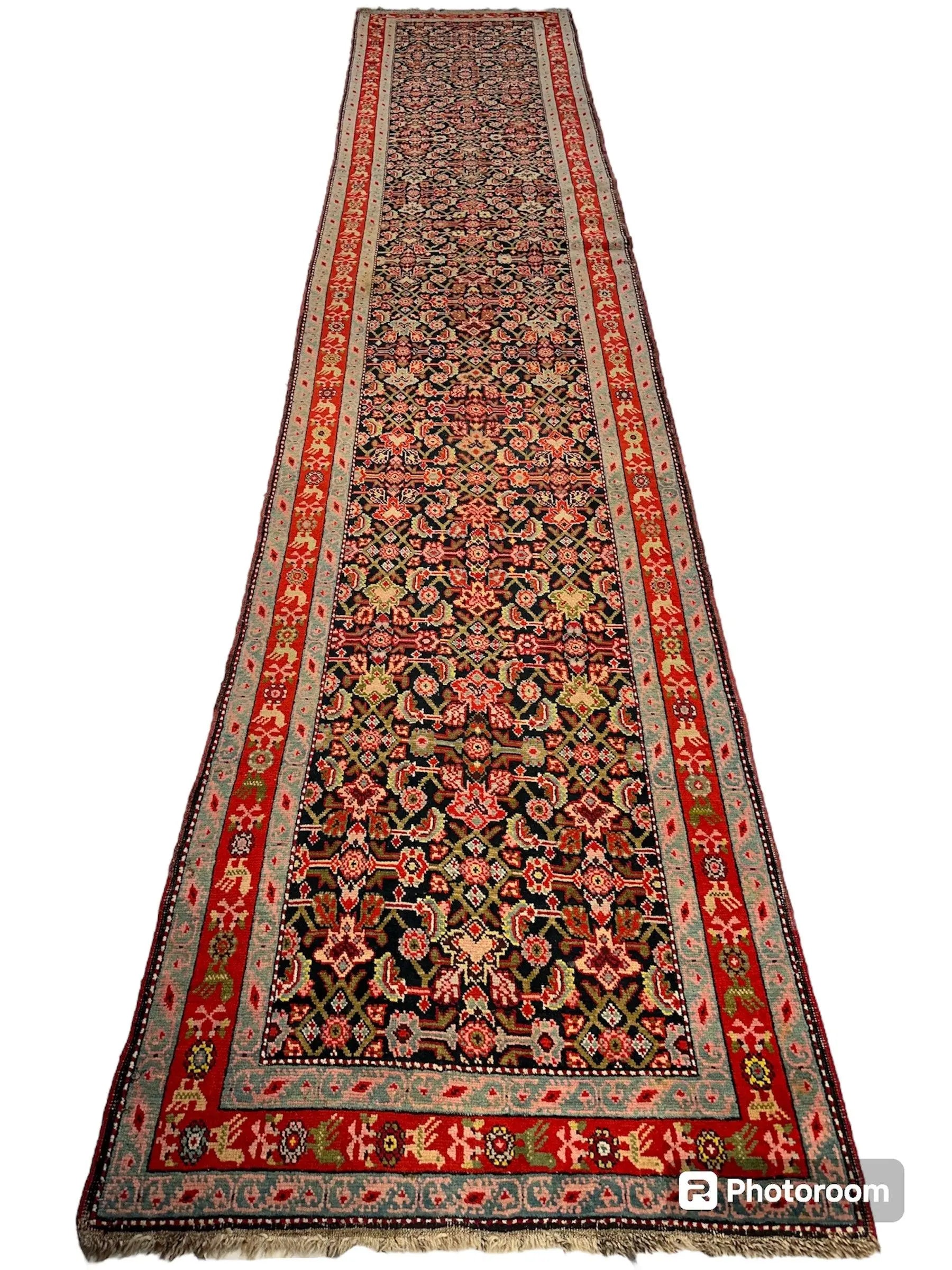 3’4” x 17’ Karabkah Antique Caucasian Wool on Wool Runner Rugistan