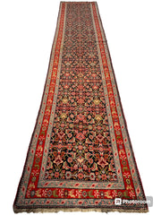 3’4” x 17’ Karabkah Antique Caucasian Wool on Wool Runner Rugistan