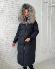 Genuine Silver Fox Fur Trim Long Down Fill Coat Alaska® Outerwear Company