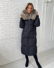 Genuine Silver Fox Fur Trim Long Down Fill Coat Alaska® Outerwear Company