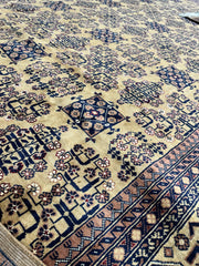 Hand-Knotted Afghan Bukhara Rug 8'4" x 11'10" - Wool, Geometric Patterns Rugistan