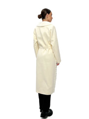 Genuine Mink Fur Rex Fur Trim Virgin Wool Coat in White Alaska® Outerwear Company