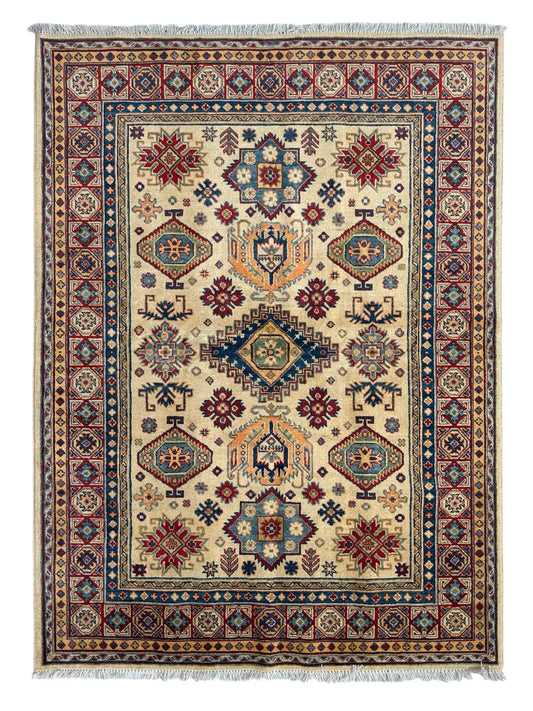 Fine Hand Knotted Afghani Super Kazak Rug 5 x 7 Rugistan