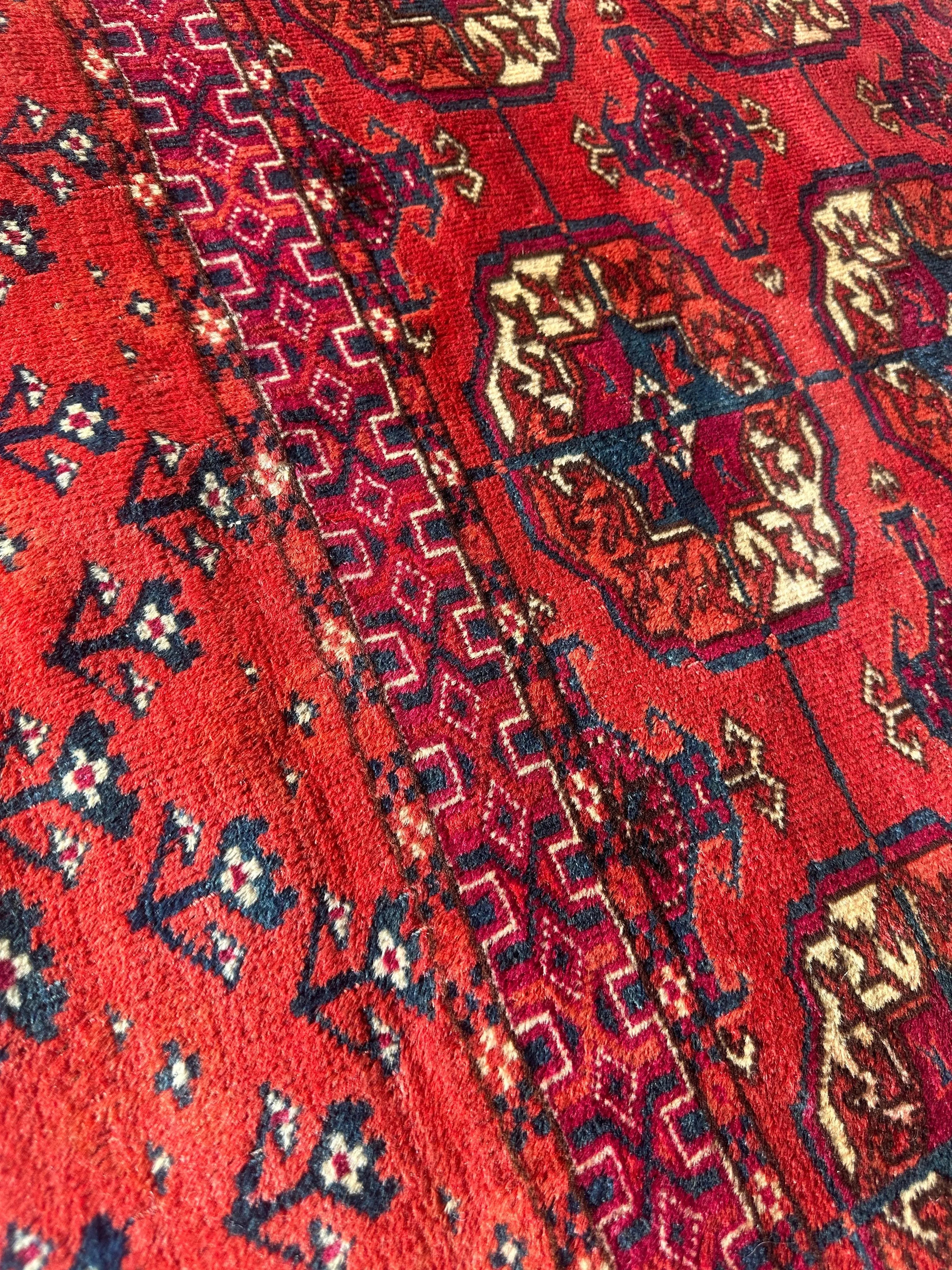 Antique 1920’s Tribal Turkoman Tekke Wedding Rug 3’4” x 4’1” Rugistan