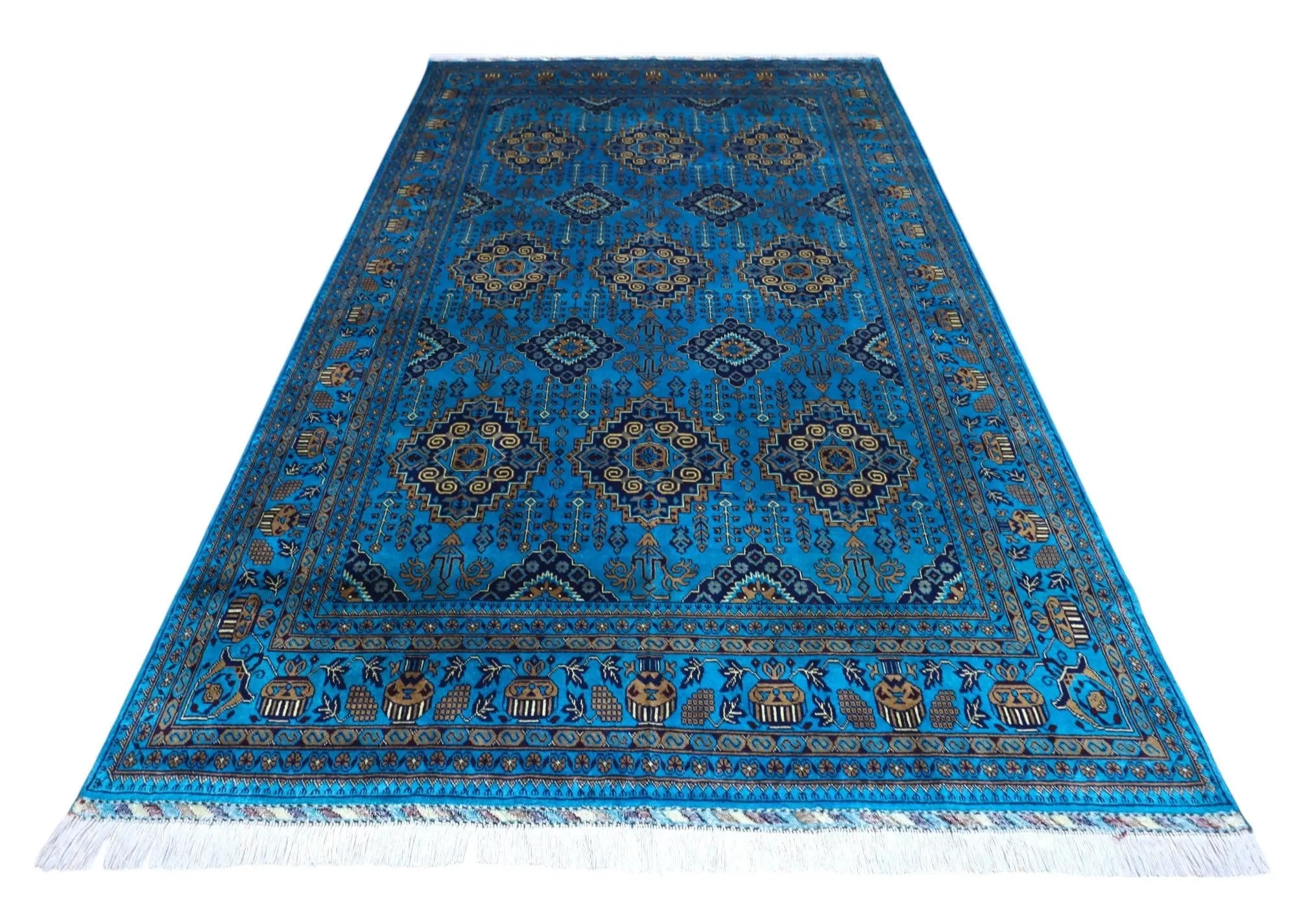 Hand-Knotted Afghani Zerkhaki Wool Rug – 6’6″ x 10’0″ Rugistan