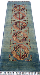 Hand-Knotted Afghani Kazak Wool Rug – 2’1″ x 5’7″ Rugistan