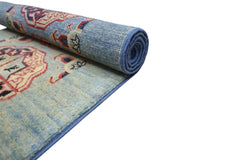 Hand-Knotted Kazak Afghani Wool Rug I Green 2' x 5'7" Rugistan