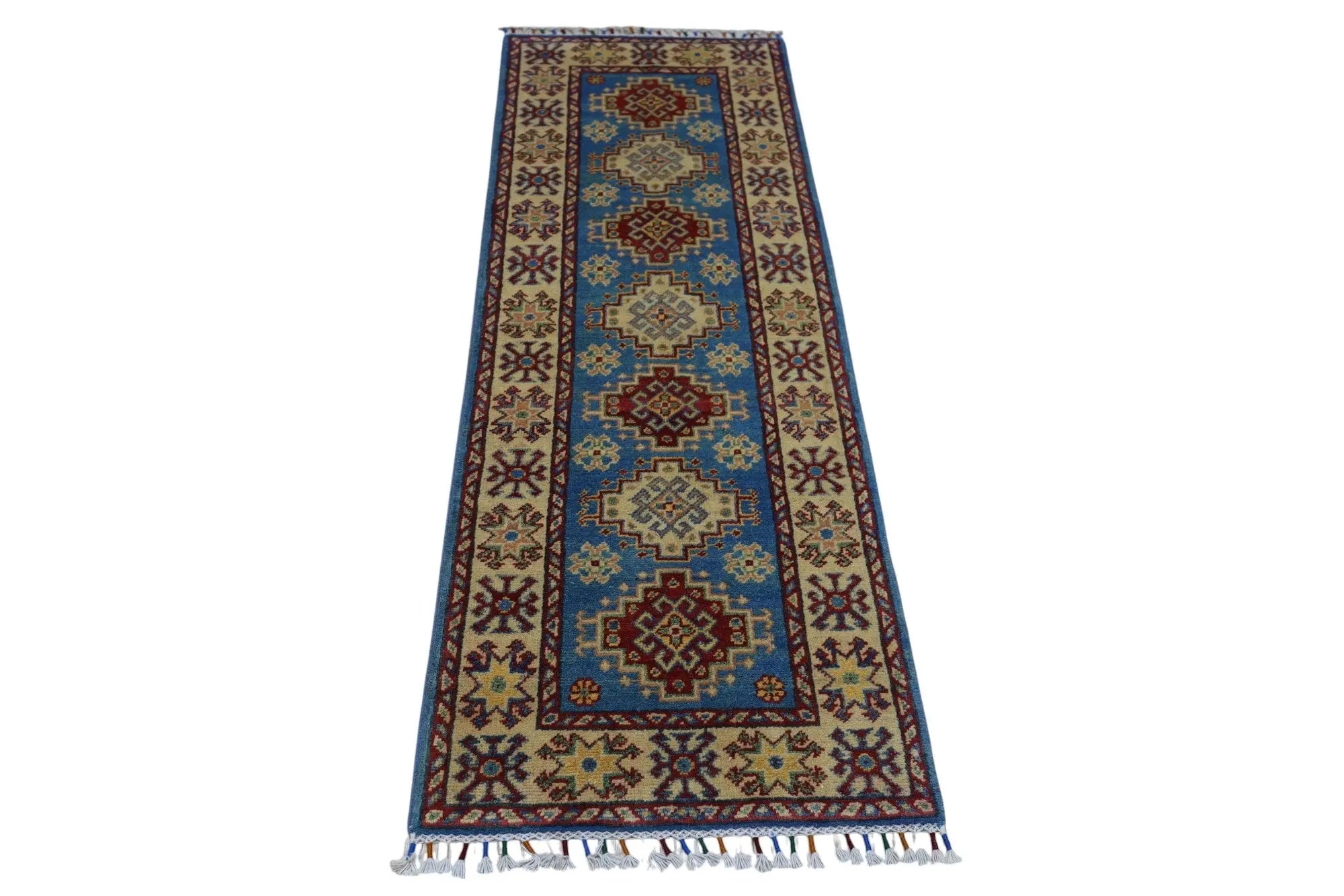 Hand-Knotted Afghani Kazak Wool Rug – 2’0″ x 5’10″ Rugistan