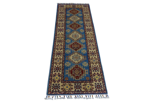 Hand-Knotted Afghani Kazak Wool Rug – 2’0″ x 5’10″ Rugistan