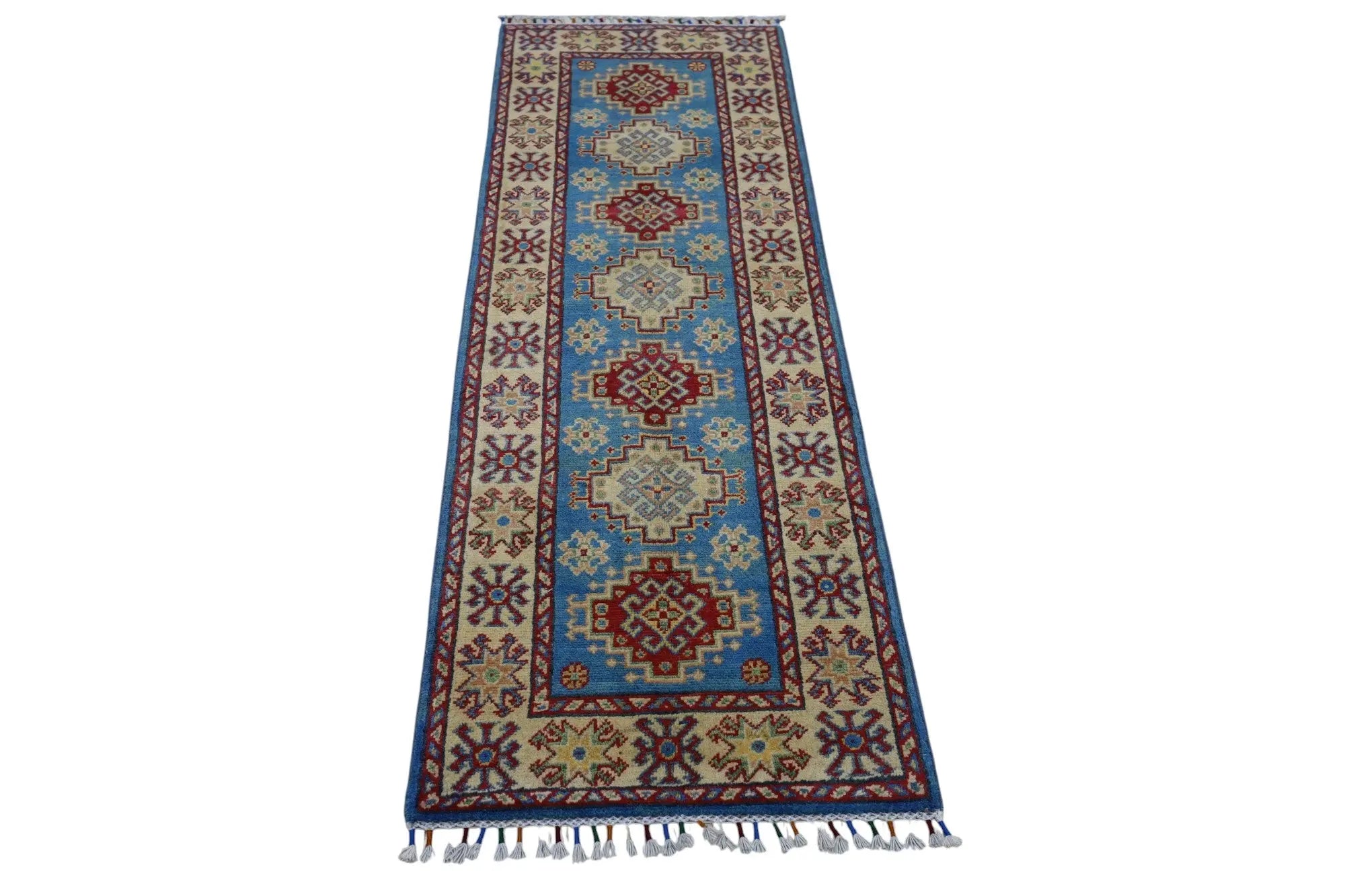 Hand-Knotted Afghani Kazak Wool Rug – 2’0″ x 5’10″ Rugistan
