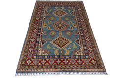 Hand-Knotted Afghani Kazak Wool Rug – 4’0″ x 6’1″ Rugistan