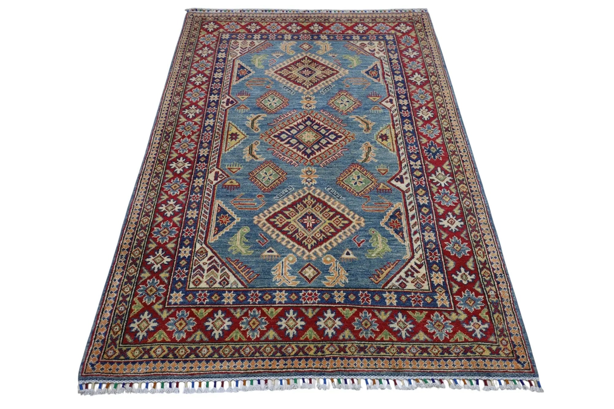 Hand-Knotted Afghani Kazak Wool Rug – 4’0″ x 6’1″ Rugistan