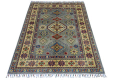 Hand-Knotted Afghani Kazak Wool Rug – 3’11″ x 5’6″ Rugistan