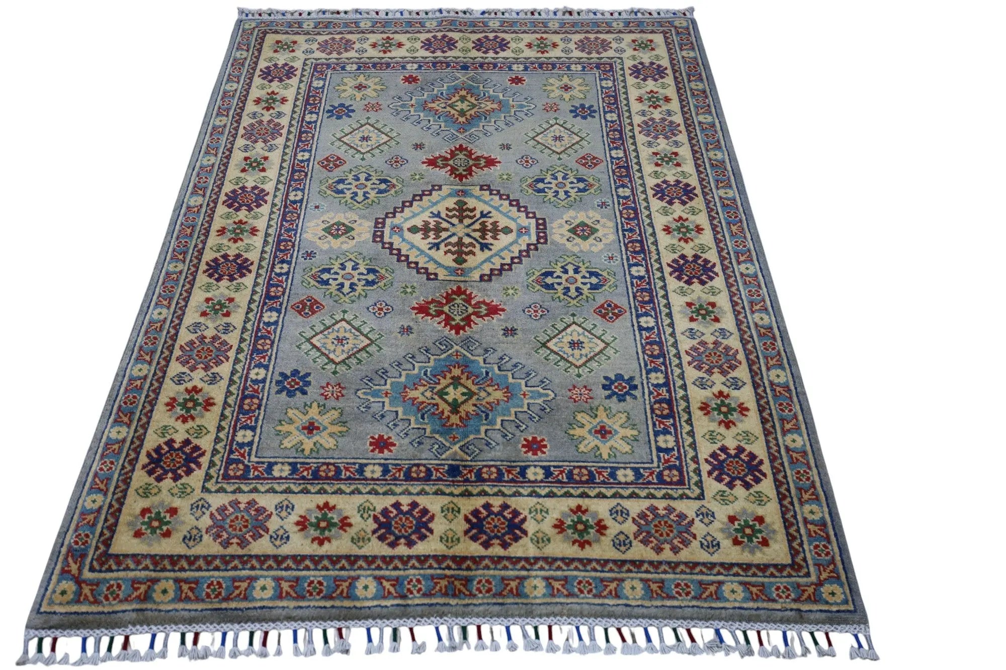 Hand-Knotted Afghani Kazak Wool Rug – 3’11″ x 5’6″ Rugistan