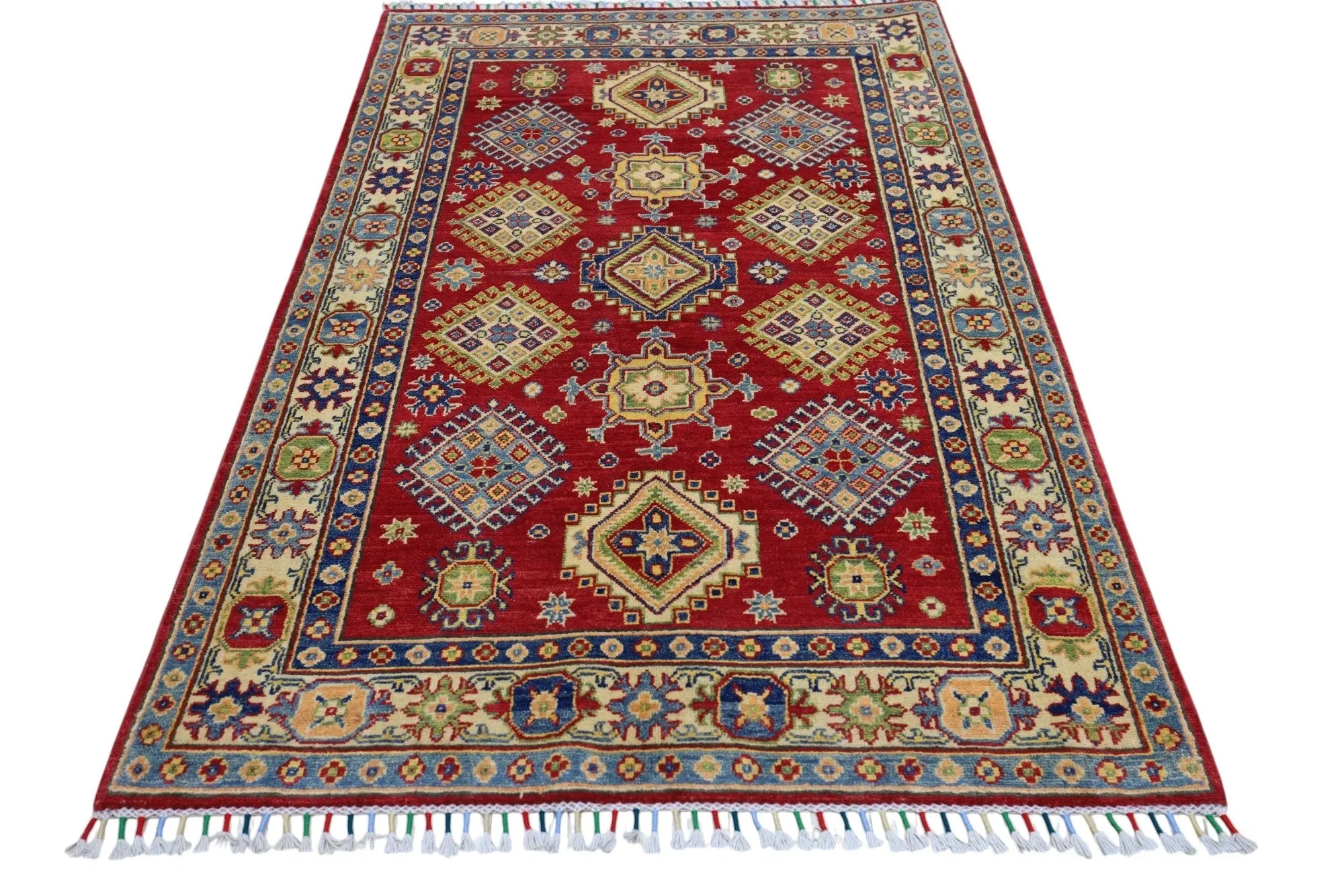 Hand-Knotted Afghani Kazak Wool Rug – 3’10″ x 6’0″ Rugistan