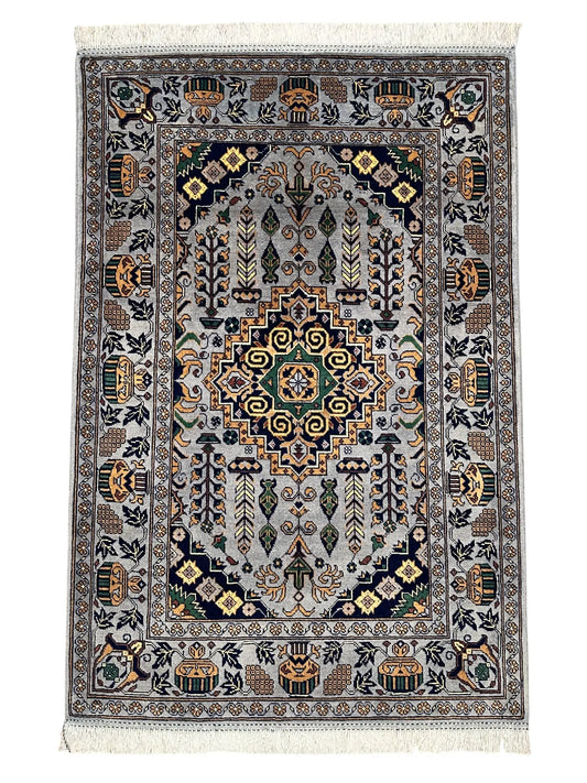 Hand-Knotted Afghani Zerkhaki Wool Rug – 3’4″ x 4’11″ Rugistan