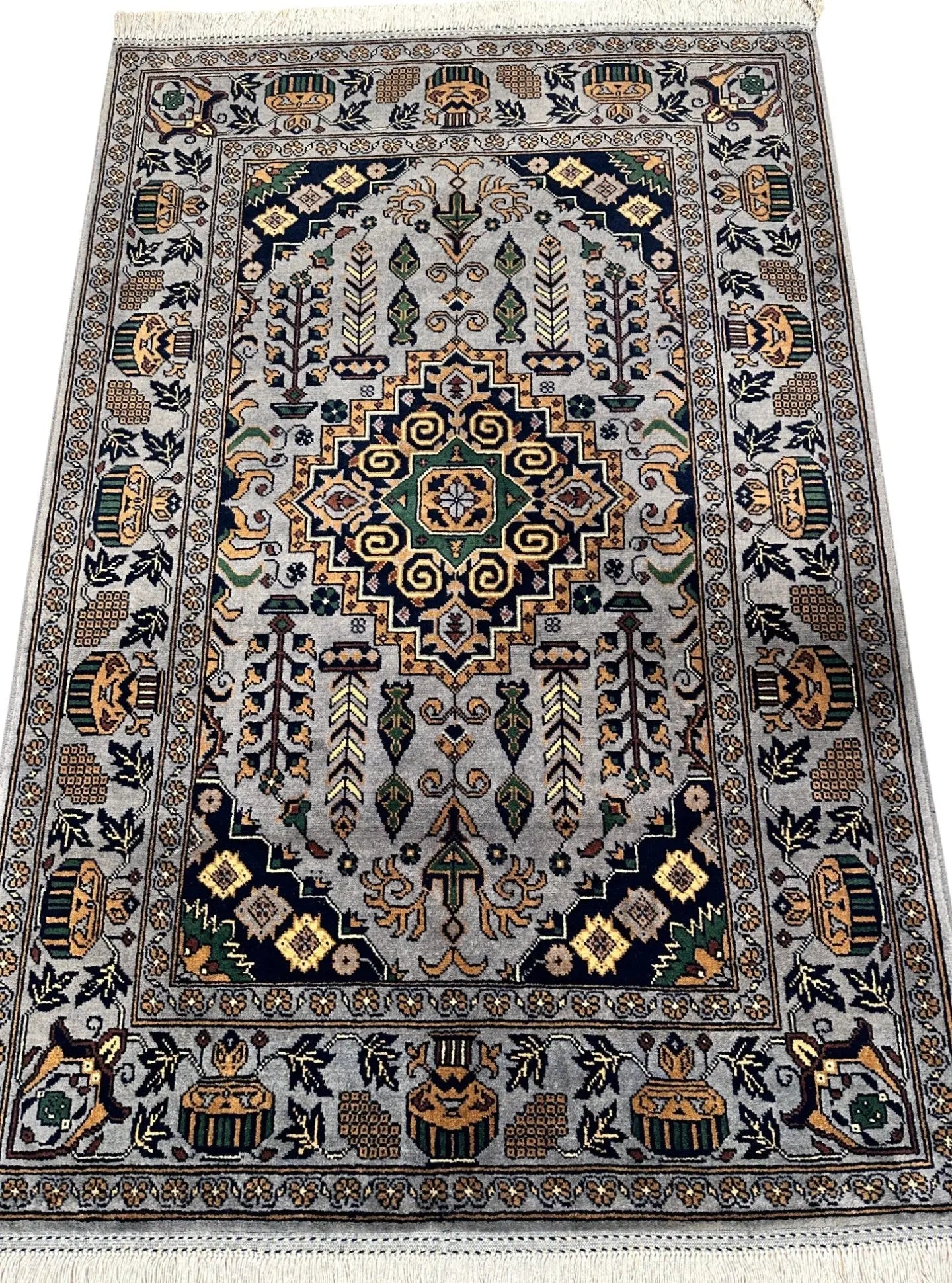 Hand-Knotted Afghani Zerkhaki Wool Rug – 3’4″ x 4’11″ Rugistan