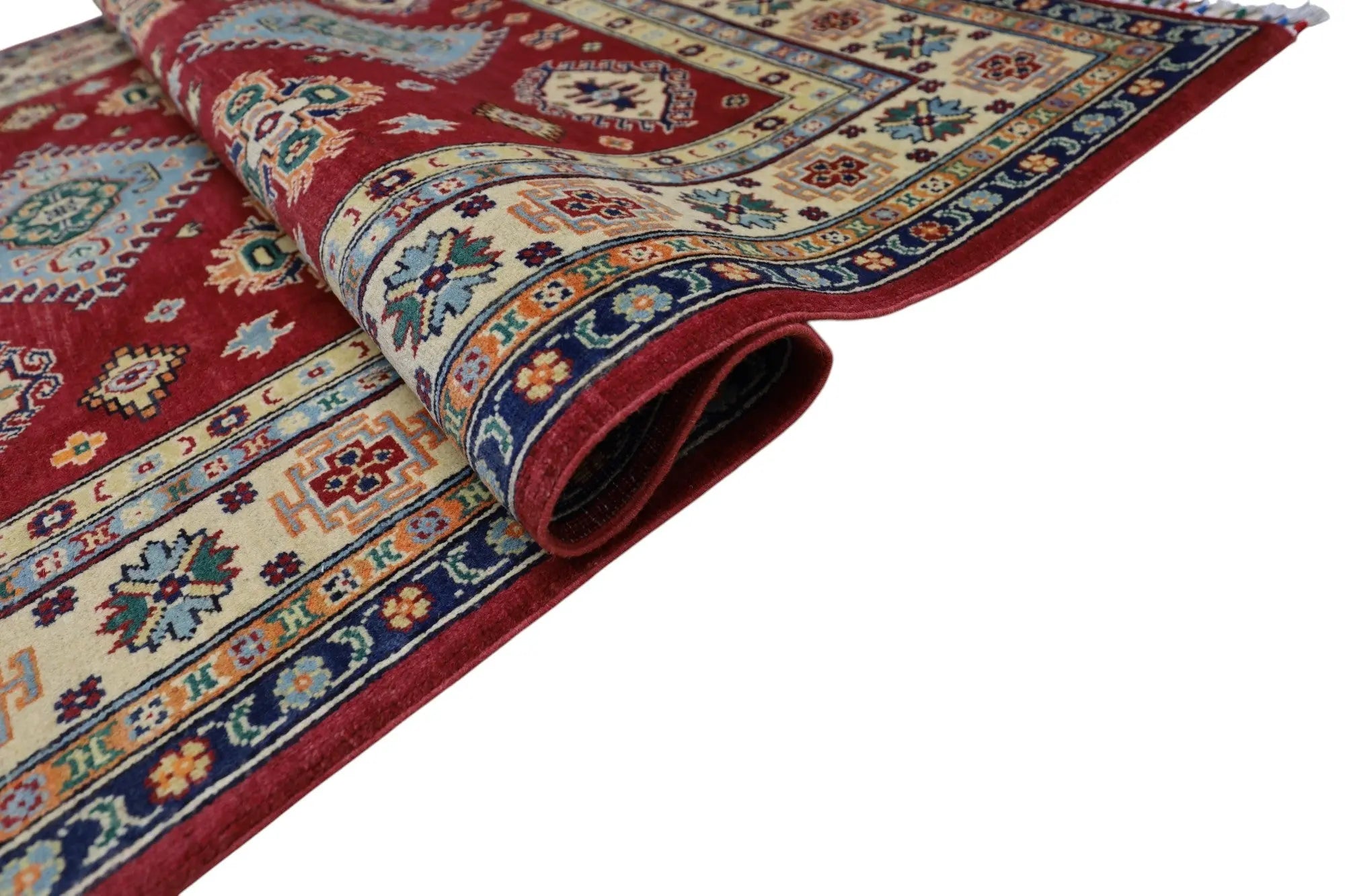 Hand-Knotted Afghani Kazak Wool Rug – 4’10″ x 6’6″ Rugistan