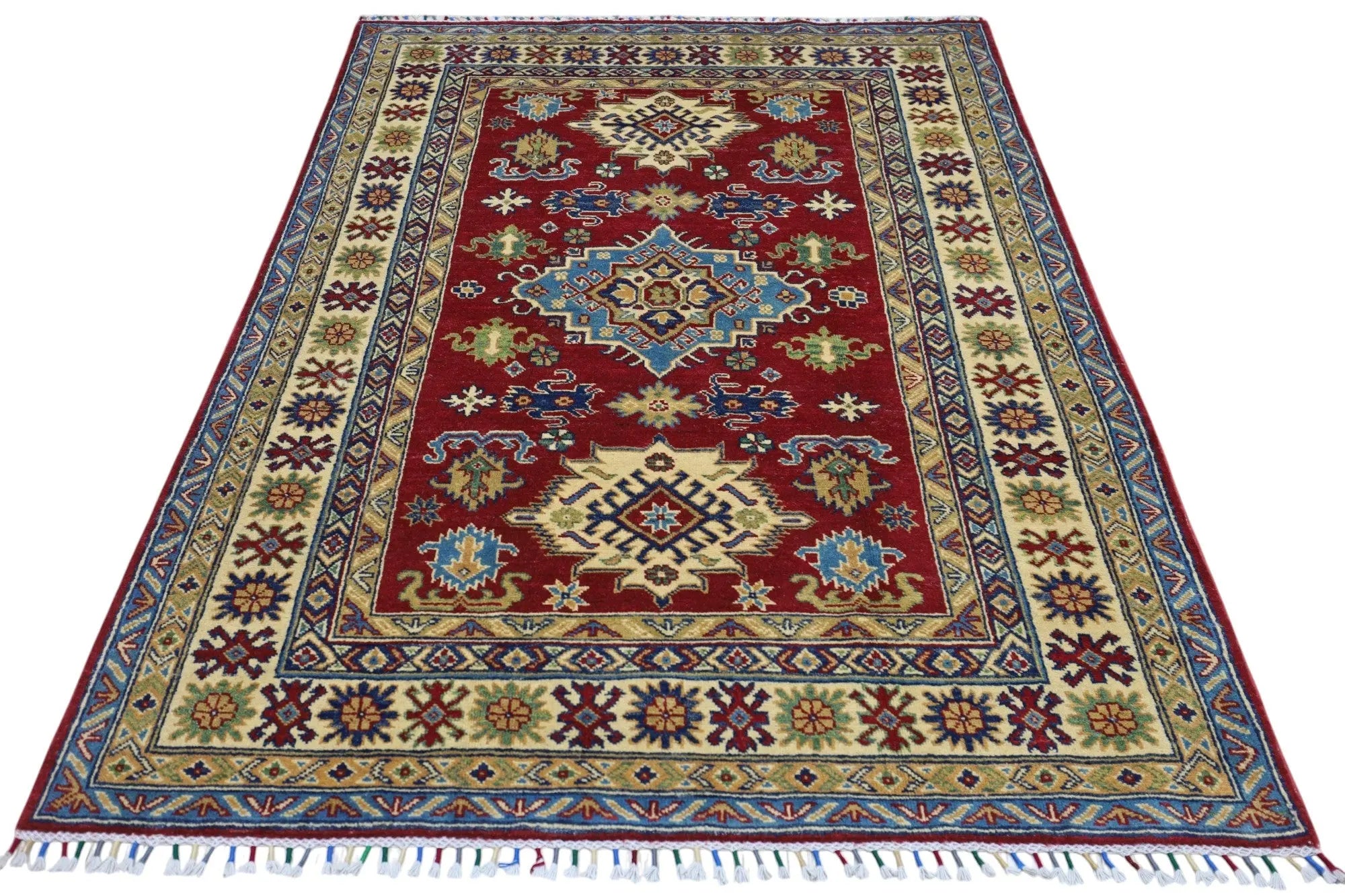 Hand-Knotted Afghani Kazak Wool Rug – 4’9″ x 6’8″ Rugistan