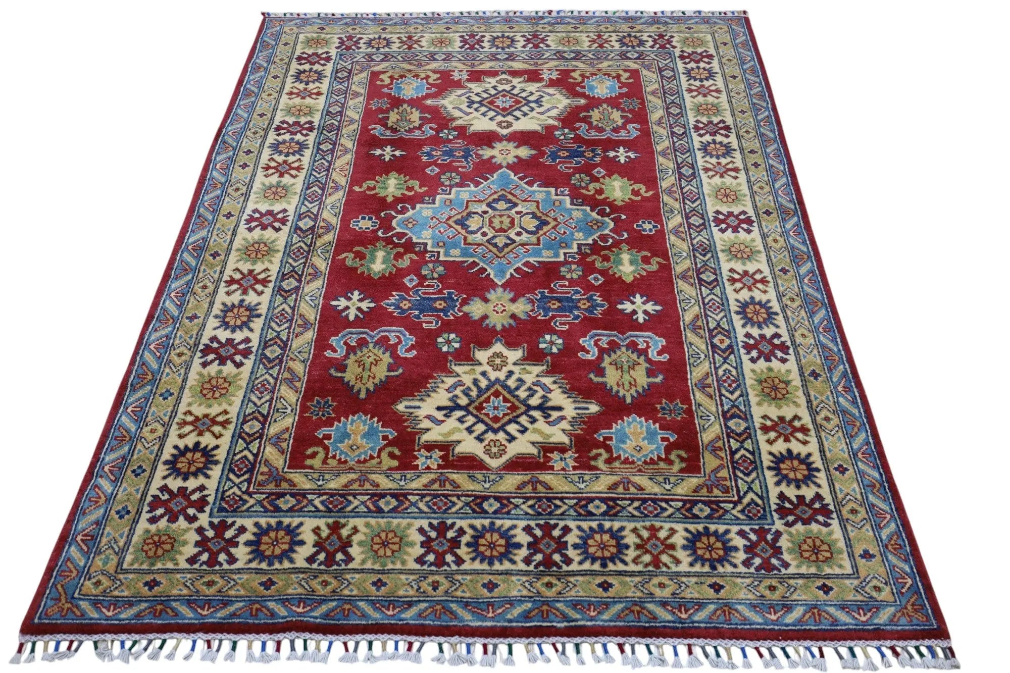 Hand-Knotted Afghani Kazak Wool Rug – 4’9″ x 6’8″ Rugistan