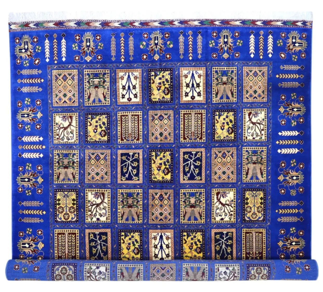 Hand-Knotted Bakhtiari Afghan Wool Area Rug – 6'7" x 9'9" | Blue, Durable, Timeless Design Rugistan