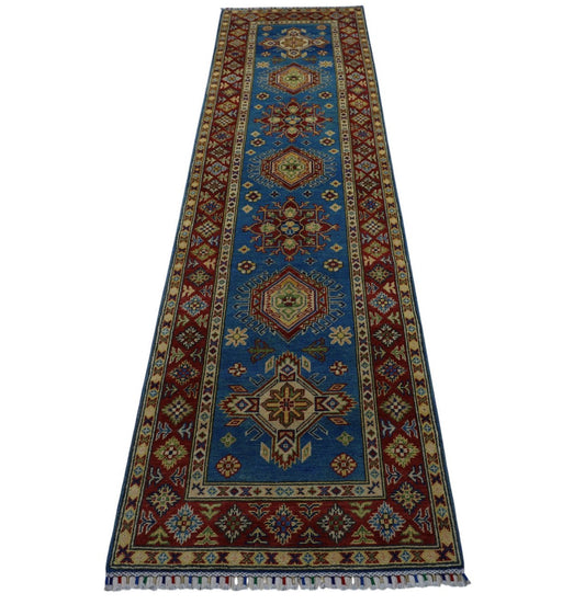 Hand-Knotted Afghani Kazak Wool Rug – 2’9″ x 9’9″ Rugistan